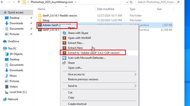 Adobe Photoshop 2025 Tải Về Dễ Dàng 14 Giải nén thư mục Adobe-GenP-3.4.2-CGP