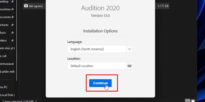 Adobe Audition 2020 Hướng dẫn Tải & Cài đặt chi tiết 12 bấm continue