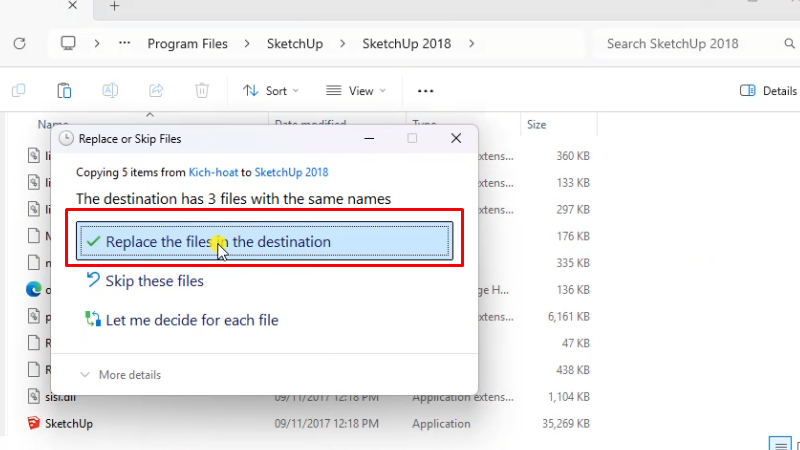 Sketchup 2018: Hướng Dẫn Chi Tiết Từ A-Z 21 Bấm Replace như hình