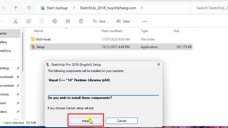 Sketchup 2018: Hướng Dẫn Chi Tiết Từ A-Z 12 Bấm Install